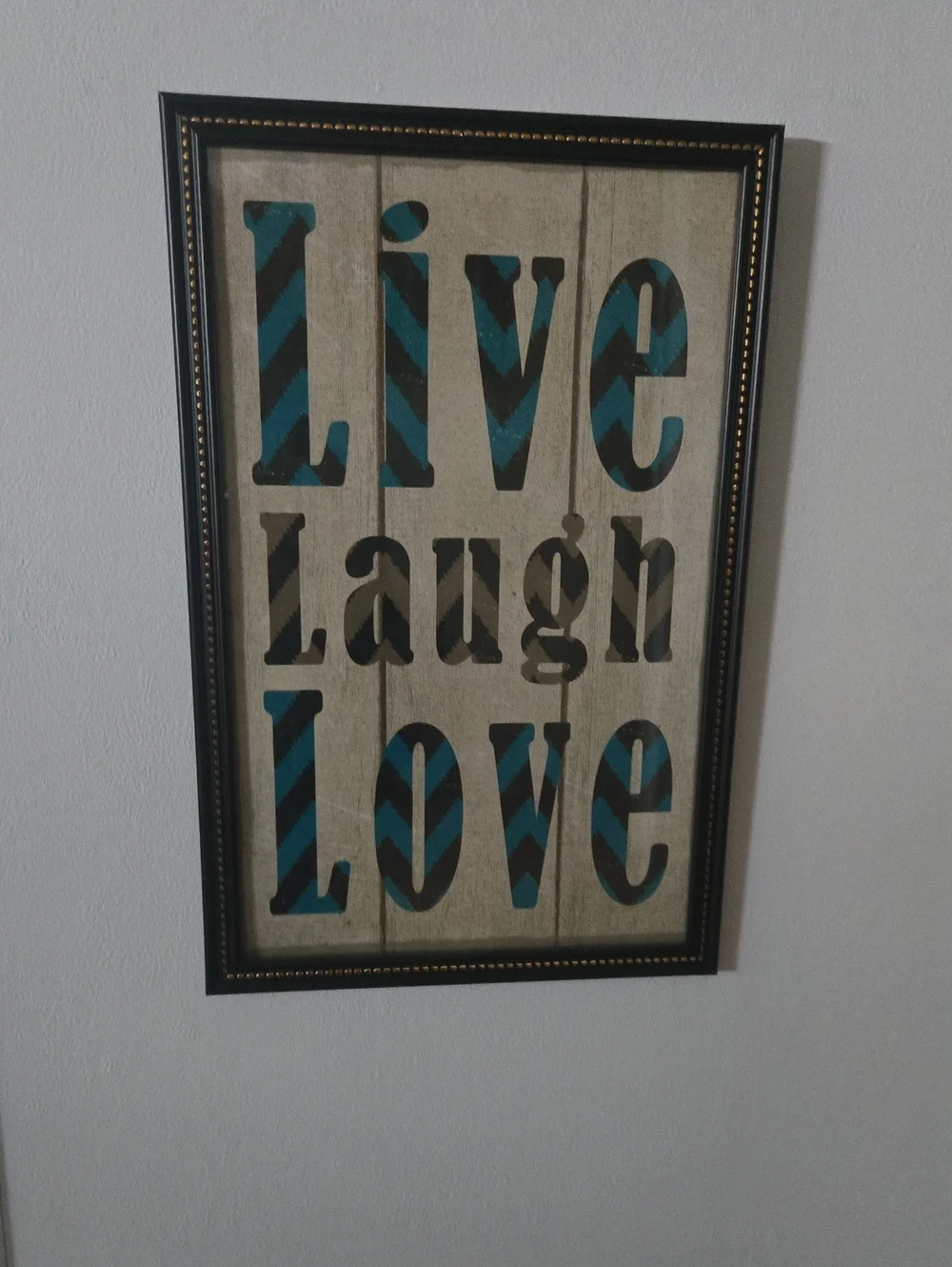 Live Laugh Love Wall Art - Teal and Black Framed Sign